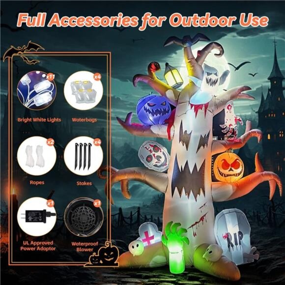 New 8FT Halloween Inflatable Spooky Tree Decoration, Blow Up Outdoor Decor - Picture 6 of 7